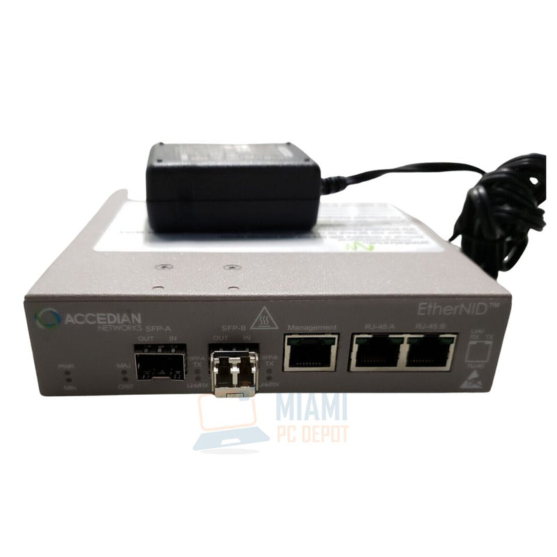 ACCEDIAN NETWORKS AEN-1000-GE EtherNID P/N 501-015-17 con adaptador de corriente
