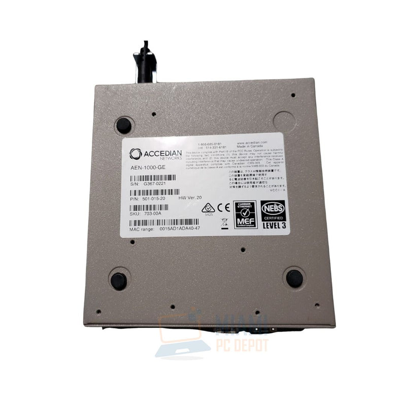 ACCEDIAN NETWORKS AEN-1000-GE EtherNID P/N 501-015-17 con adaptador de corriente