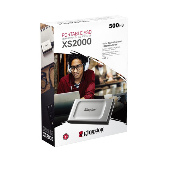 1 / 2 / 4 GB Kingston XS2000 500G High Performance Portable SSD with USB-C | Pocket-sized | USB 3.2 Gen 2x2 | External Solid State Drive