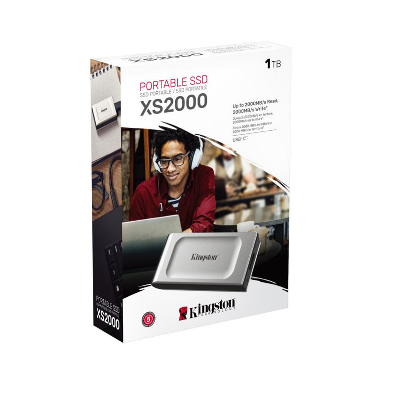 1 / 2 / 4 GB Kingston XS2000 500G High Performance Portable SSD with USB-C | Pocket-sized | USB 3.2 Gen 2x2 | External Solid State Drive