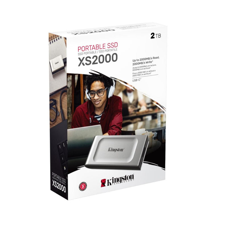 1 / 2 / 4 GB Kingston XS2000 500G High Performance Portable SSD with USB-C | Pocket-sized | USB 3.2 Gen 2x2 | External Solid State Drive