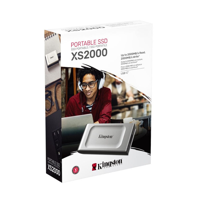 1 / 2 / 4 GB Kingston XS2000 500G High Performance Portable SSD with USB-C | Pocket-sized | USB 3.2 Gen 2x2 | External Solid State Drive