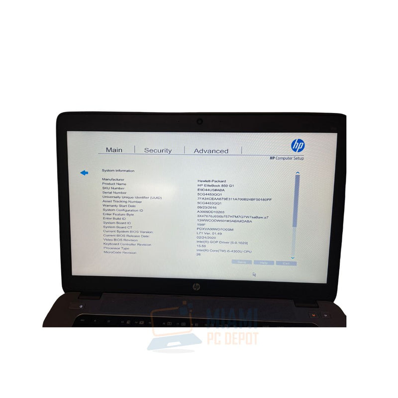 HP EliteBook 850 G1 - Core i5 4ta generación / 4 GB de RAM - Gráficos HD de 15,6" (usado)