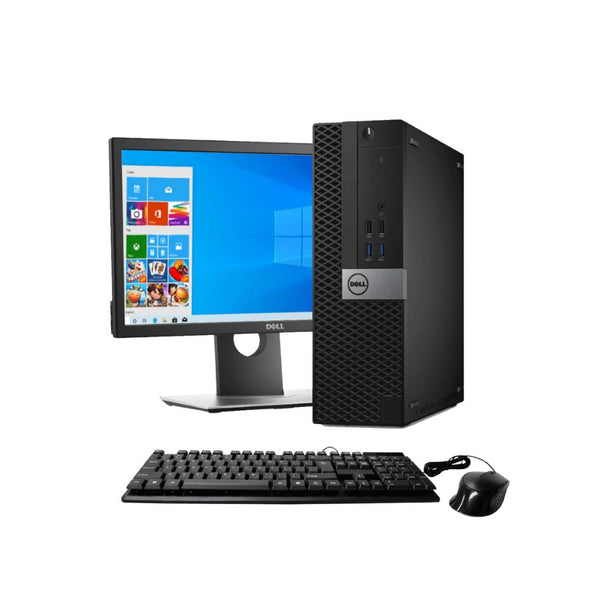 Dell 5070 Desktop (SFF) | i5 7th Gen | 16GB DDR4 RAM | 240GB SSD Solid State + 500GB HDD |  22" Wide Dell Monitor with Stand (Renewed)