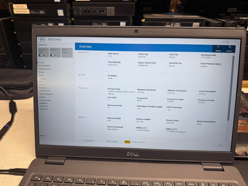 Dell Latitude 3510 Laptop I5 10th Gen I7-10510U 1.6GHz ddr4 for Refurbishing or parts