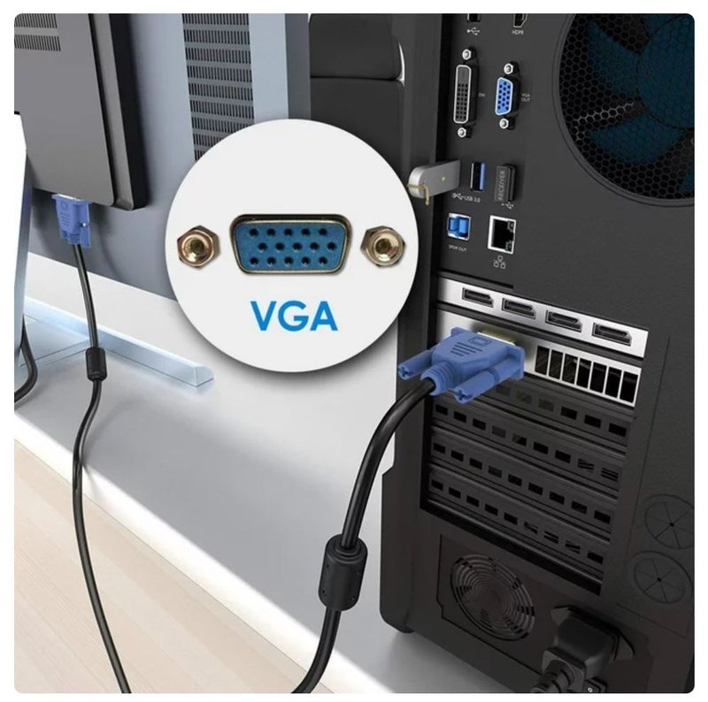 VGA to VGA Cable, 1.5m/5 Feet VGA Male to Male Video Extension Cable VGA Adapter for Computer PC to Monitor Screen Projector with VGA Socket Port